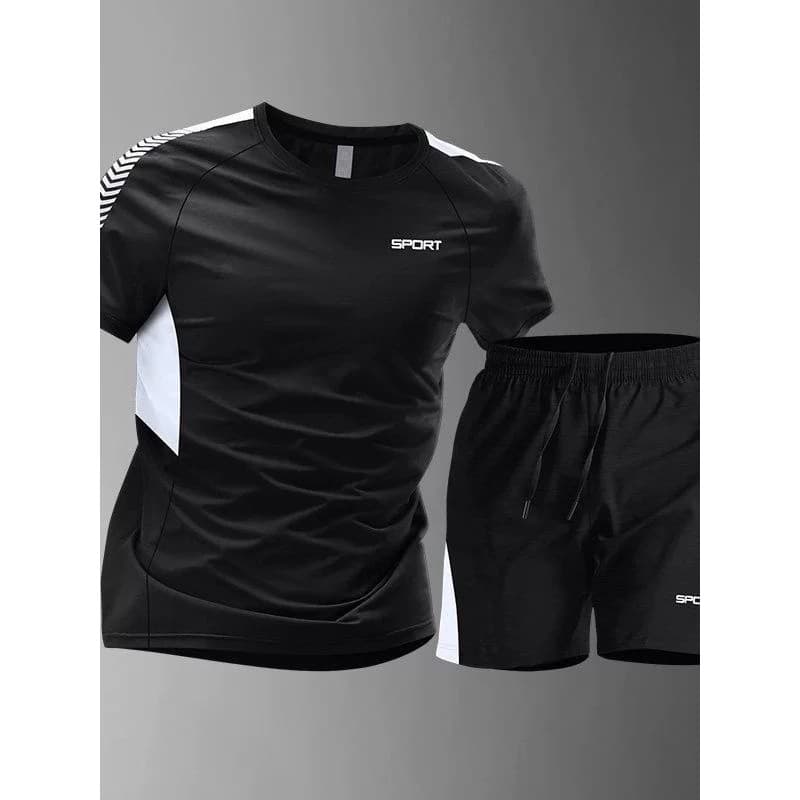Terno esportivo masculino verão Casual terno de duas peças roupas de Fitness manhã correndo correndo roupas de secagem r