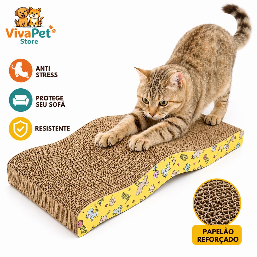Arranhador para Gatos Papelão Ondulado Reforçado Anti Stress Protetor de Móveis
