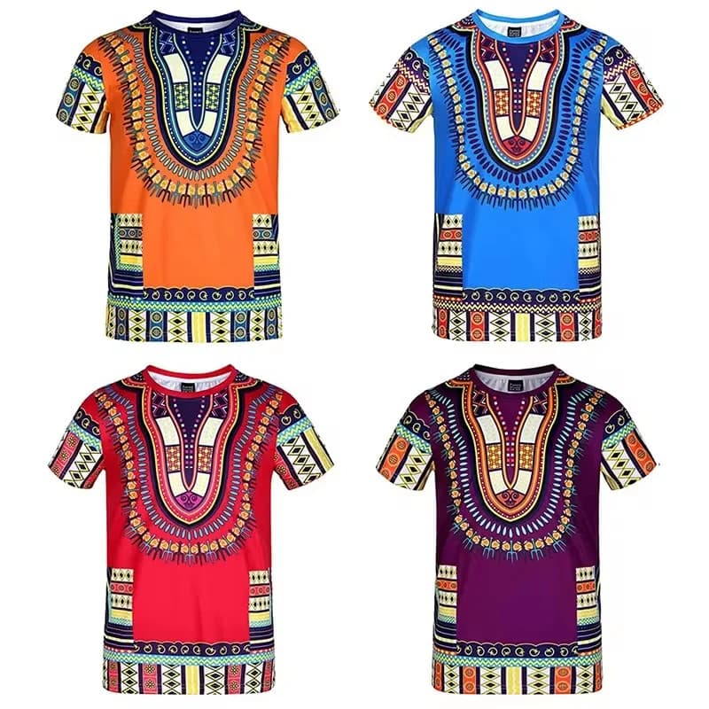 Verão Harajuku Impressão 3D Africano Dashiki Padrões Étnicos T Camisa Para Homens Criança Moda Streetwear Camisetas Unis