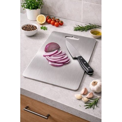 Tábua Corte Grande Inox Resistente Superfície Antideslizante Retangular Cozinha Prática