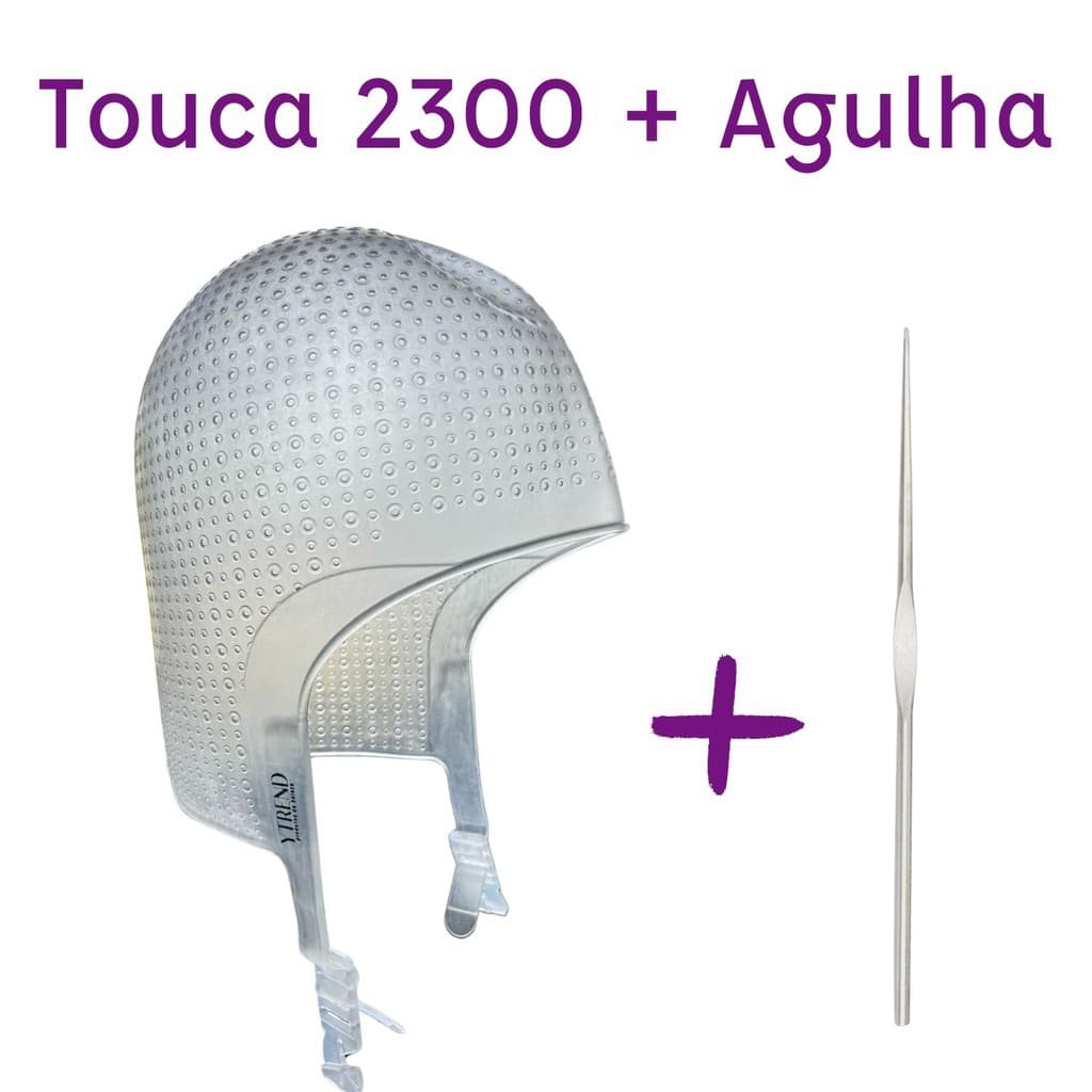 KIT Touca Transparente + Agulha Luzes Mechas Reflexos Morena Iluminada longa alinhada 2300 Furos