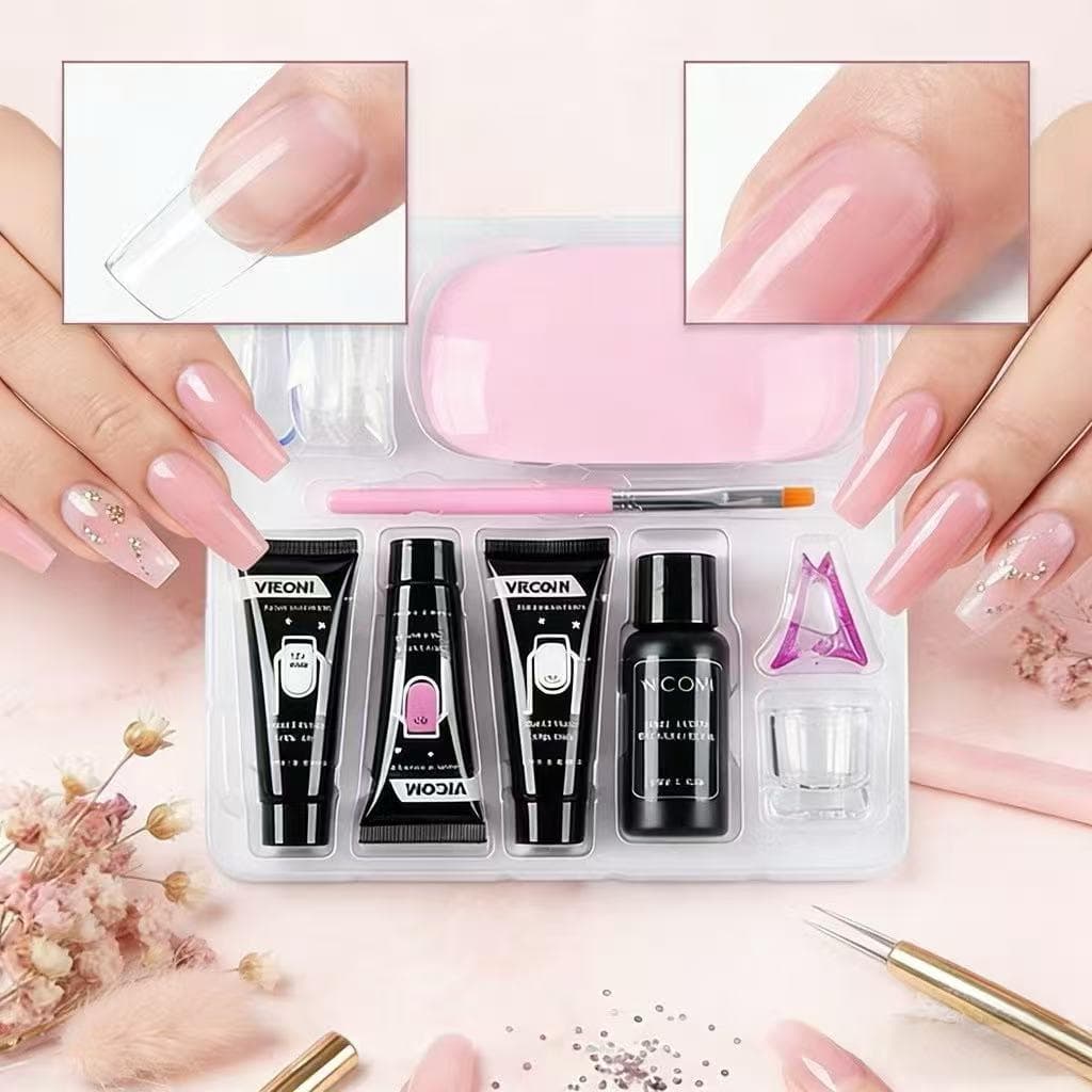 Vicovi Kit Polygel Completo para Alongamento de Unhas, Mini Cabine UV + Gel e Ferramentas Profissionais