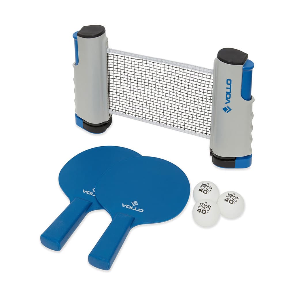 Kit Tênis de Mesa Ping Pong 2 Raquetes 3 Bolas e Rede Retrátil Cinza Vollo