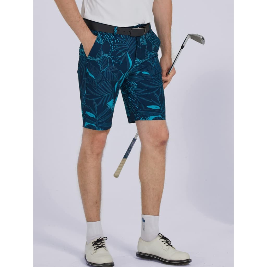 Oclunlc roupas de golfe verão Shorts masculinos impressos respirável confortável golfe calças esportivas casuais na moda