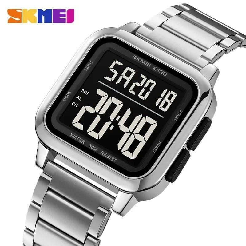 SKMEI 2133 Luxo Aço Inoxidável Luz Esporte Moda Relógio Dos Homens 3Bar À Prova Dwaterproof Água Digital Relógios De Pul