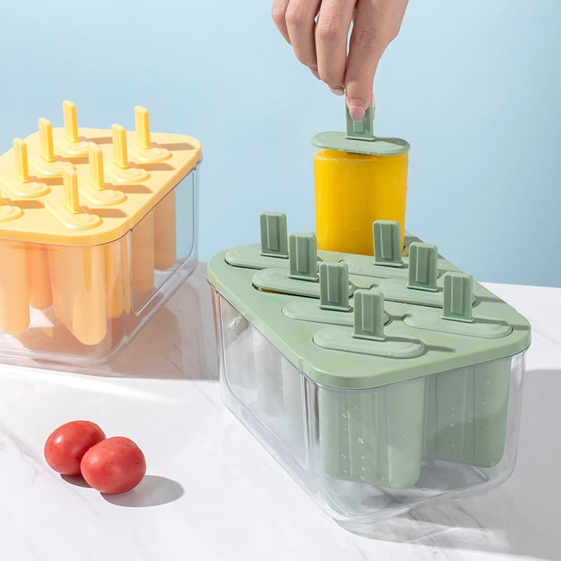 Molde de sorvete de picolé doméstico, produto comestível com tampa, fazendo picolé, caixa de cubo de gelo congelado, fer