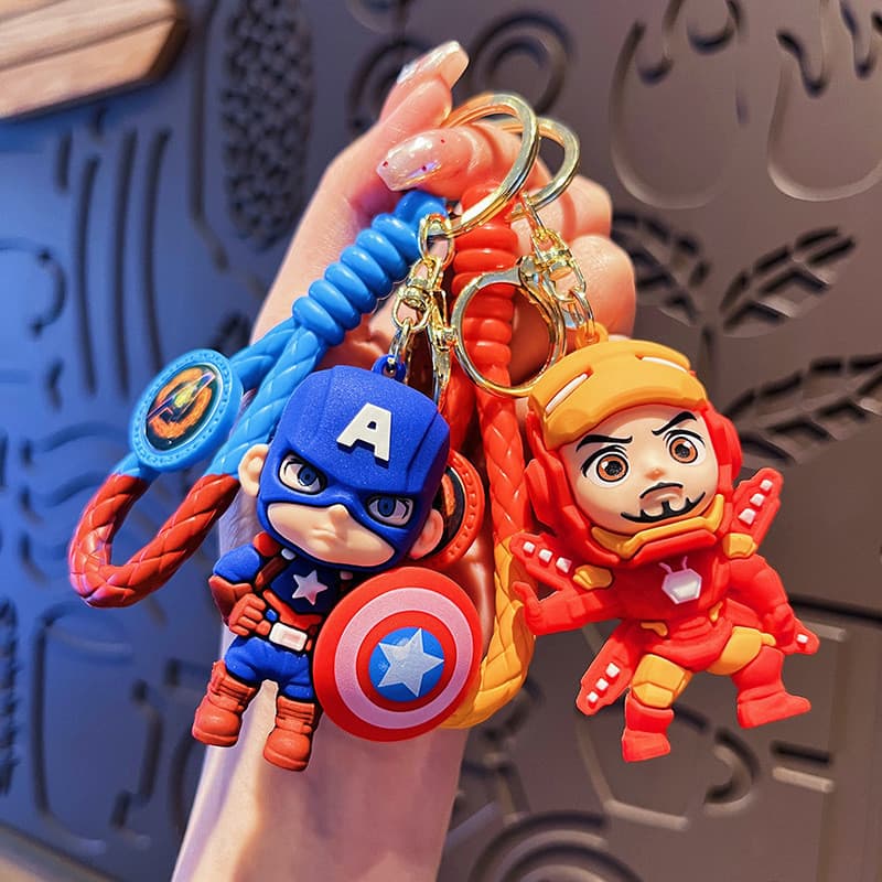 Porta-chaves Cartoon Avengers Porta-chaves Capitão América Iron Man Doll Chaveiro Carro Porta-chaves Pingente Bolsa esco