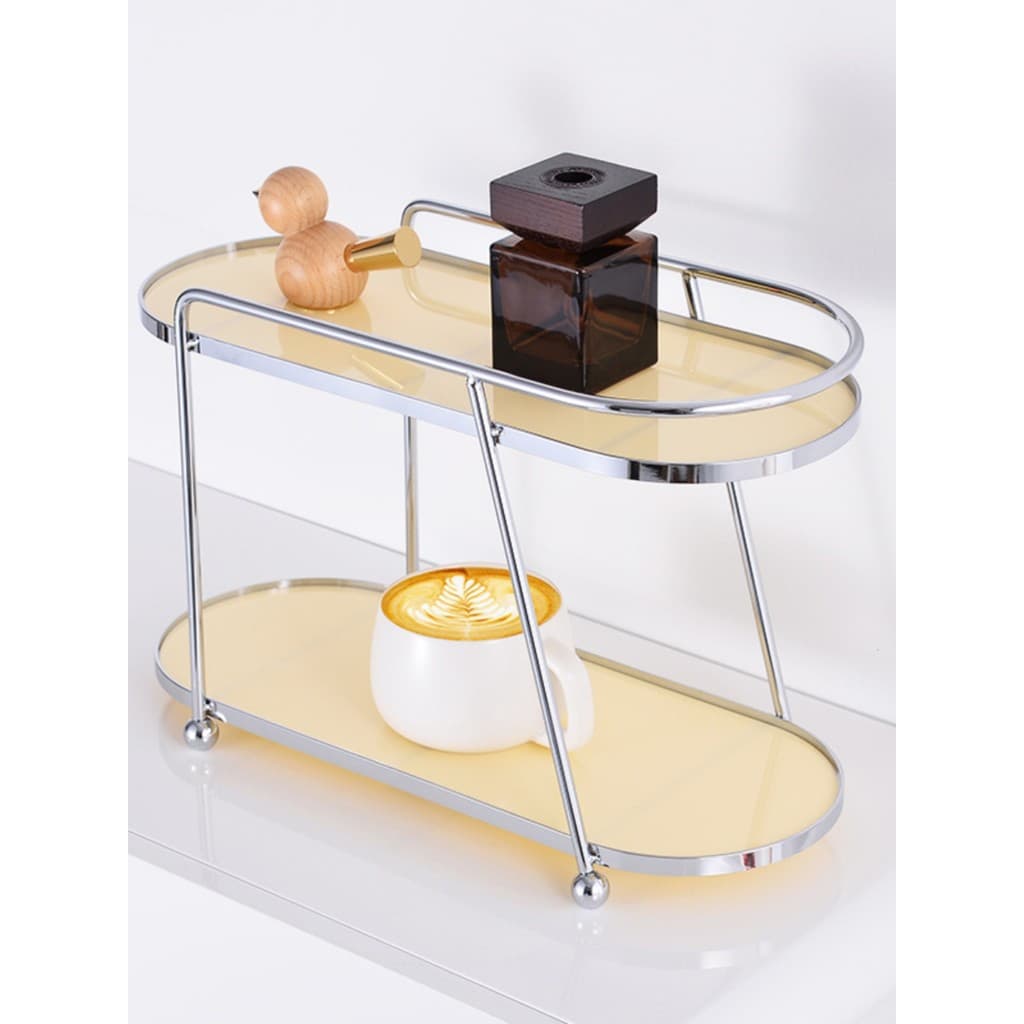 XEMO prateleira cosmética acrílica de camada dupla, bandeja de mesa para armazenamento de produtos para cuidados com a p