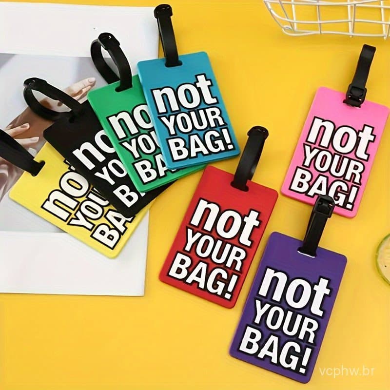 1pc Not Your Bag Slogan Etiqueta de bagagem de silicone, etiqueta de bagagem de carta de viagem elegante, placa de bagag