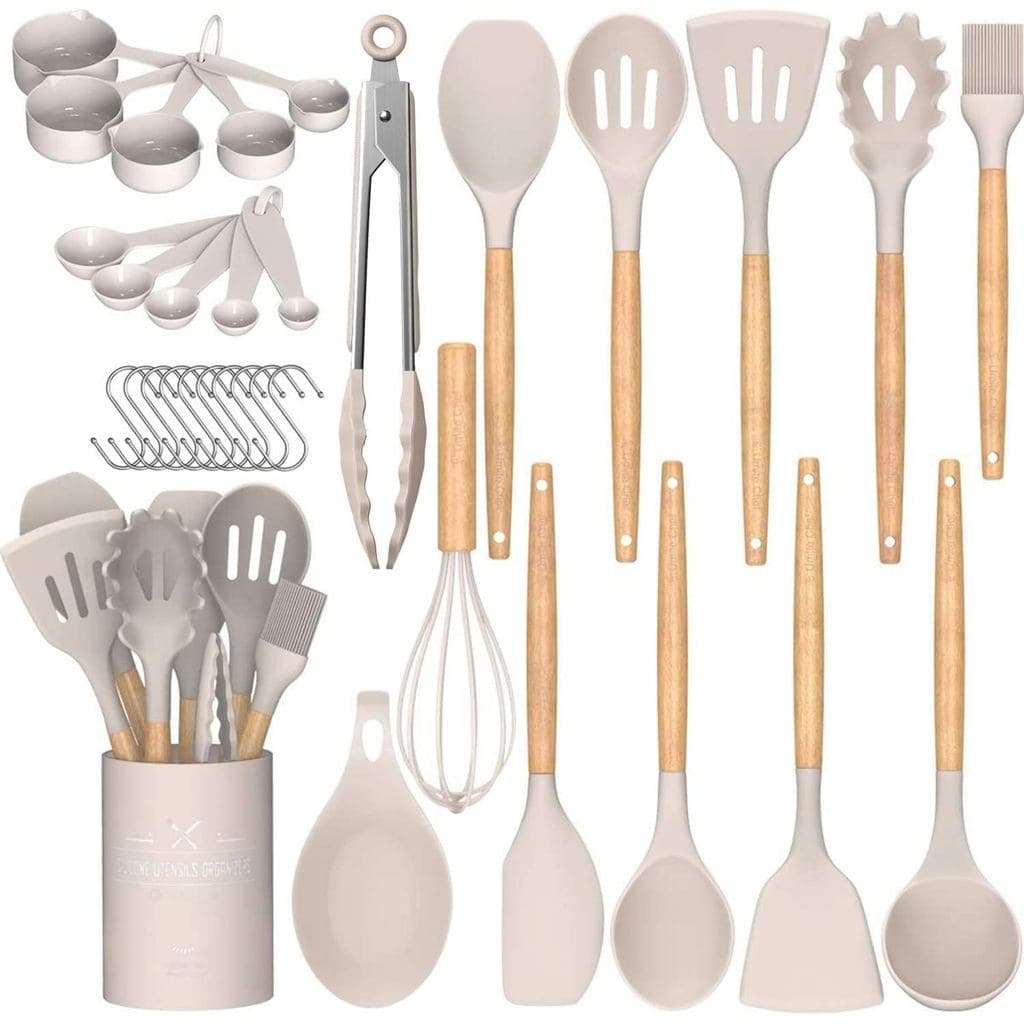 Conjunto de Utensílios de Cozinha Umite Chef, 33 peças de Utensílios de Cozinha de Silicone Antiaderente com Suporte, Co