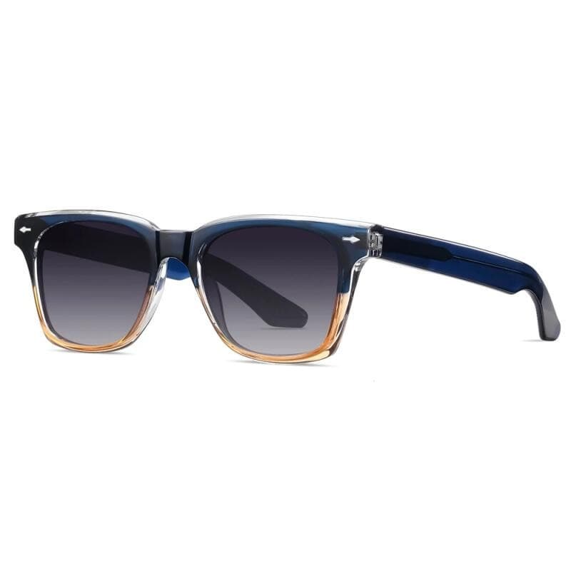 Óculos de Sol Polarizados Masculinos com Armação de Acetato TR90, Estilo Europeu Quadrado, Moda Feminina, Azul, Laranja,