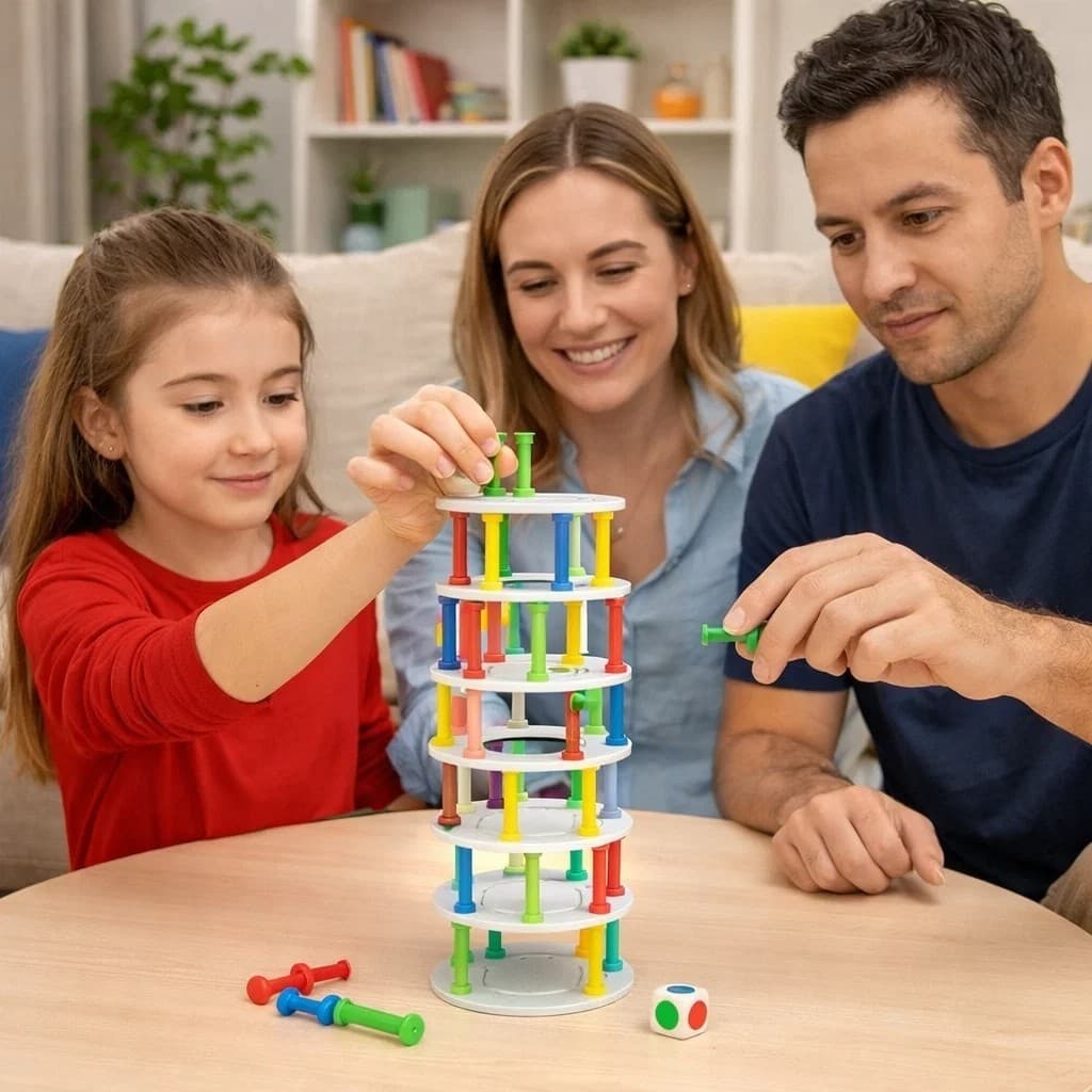 Jogo Blocos Madeira Torre Estratégia Diversão Família Amigos Criança
