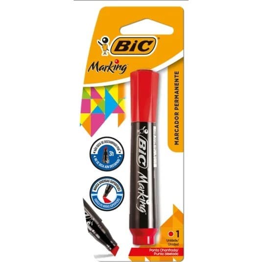 PINCEL BIC MARCADOR PERMANTENTE RECARREGÁVEL MARKETING VERMELHO