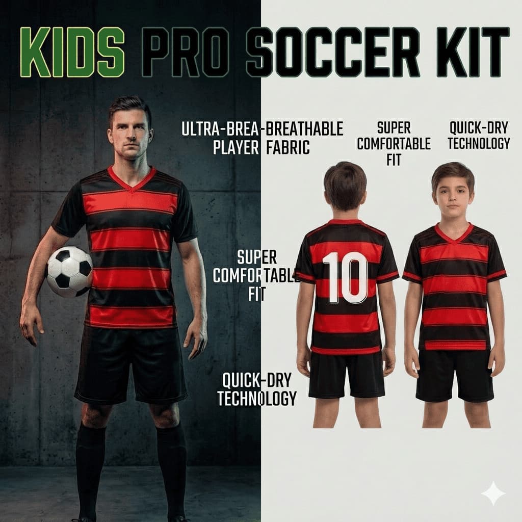 LIQUIDAÇAO Conjunto Infantil para Jogar Bola Uniforme 2025-26 Bordado Tecido Leve e Macio Promoção