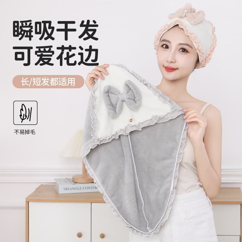 Touca de secagem de cabelo feminina borboleta touca de banho Super absorvente de secagem rápida espessada toalha de seca