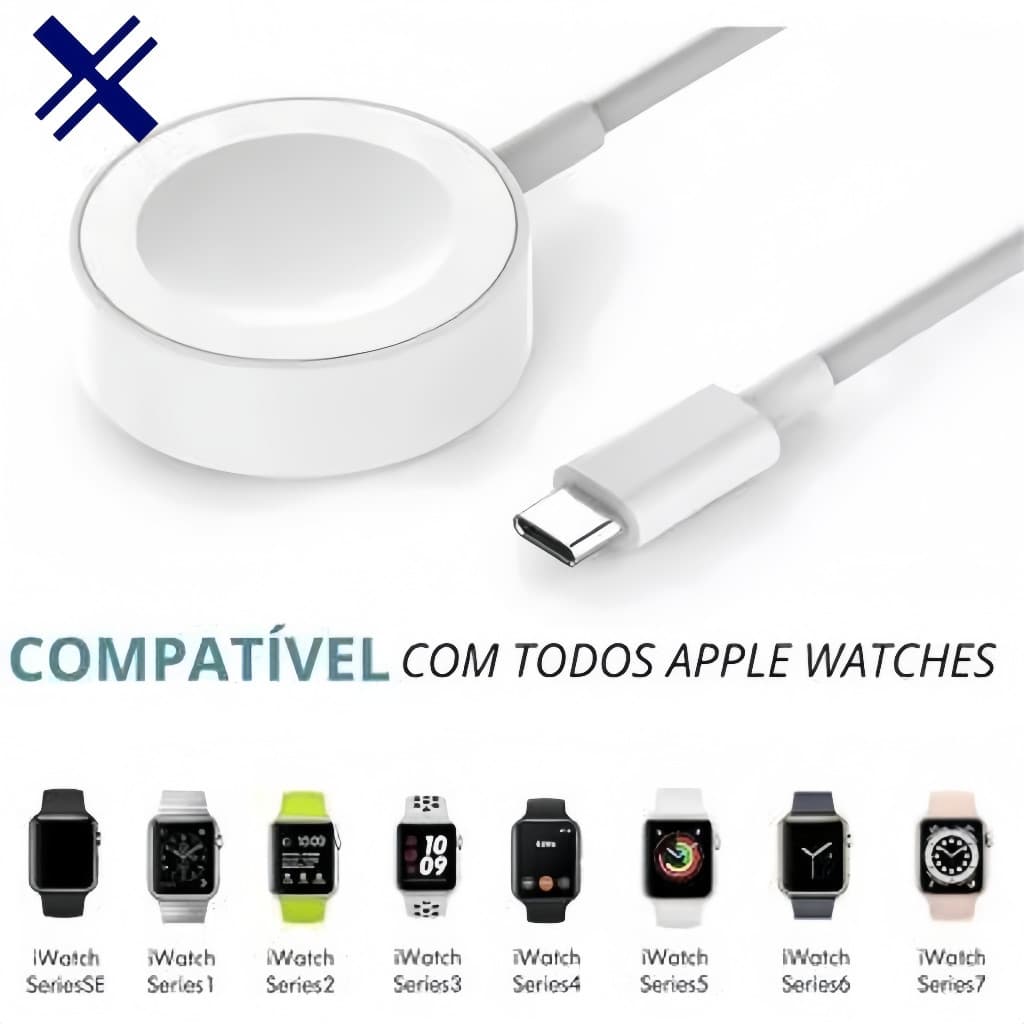 Cabo Carregador Magnético Indução Relógio Smartwatch USB Tipo C