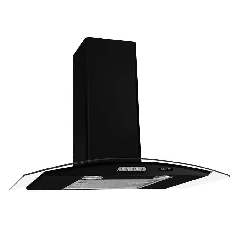 Coifa de Parede Terim Vidro Curvo Black Duto Slim 75 CM