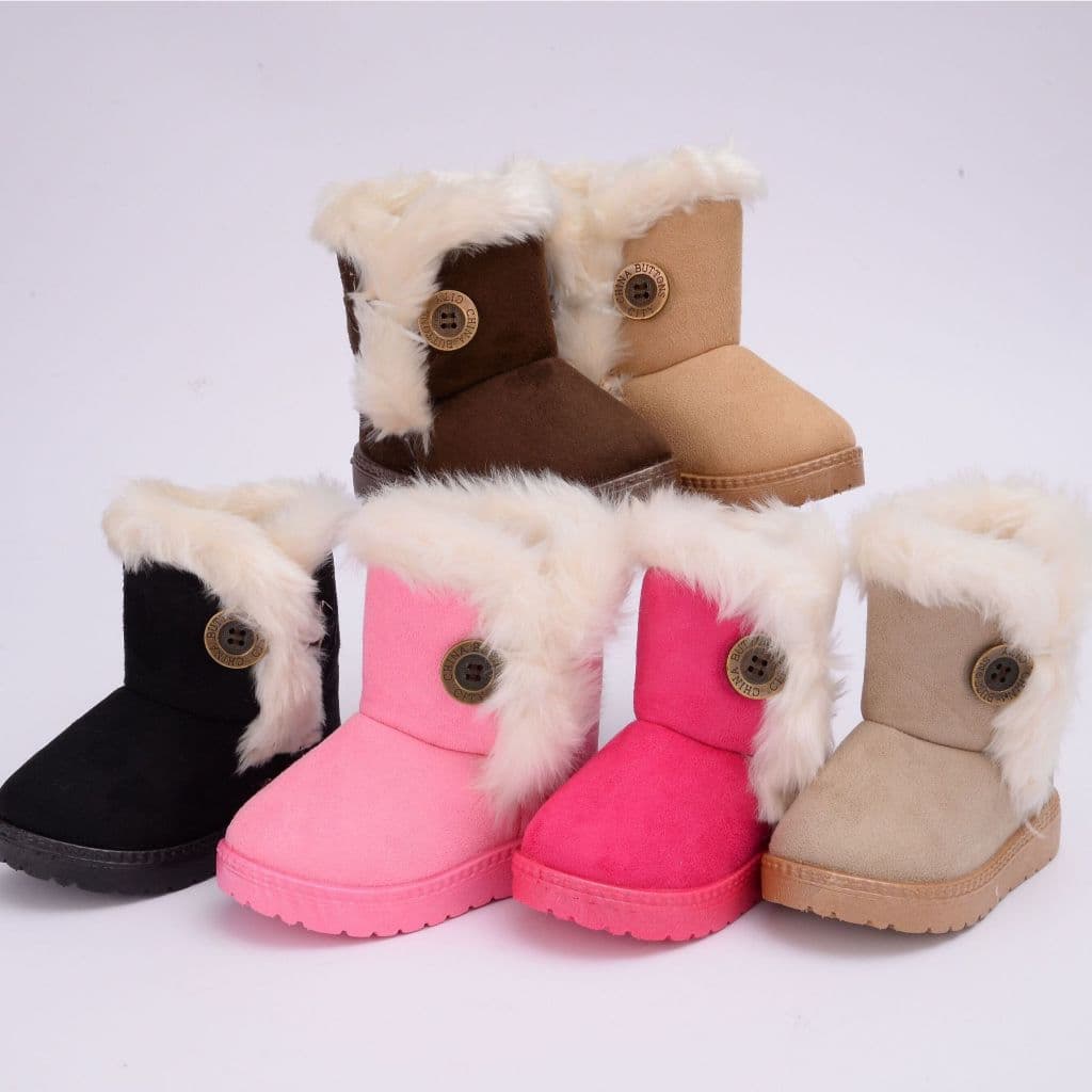 Crianças Engrossado Botas Curtas Algodão Pelúcia Veludo Sapatos Meninas Inverno Quente De Neve