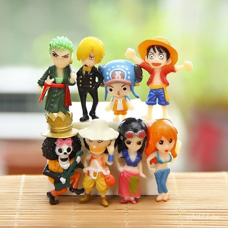 8 peças/conjunto 2-4 cm anime versão Q mini One Piece Luffy, Nami, Zoro, Sanji, Brook, Tony, Chopper, Nico, Robin, Usopp