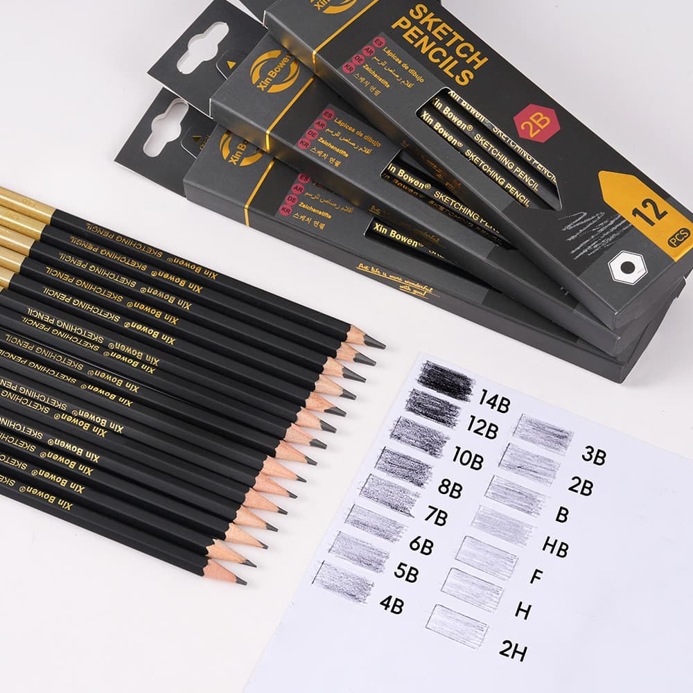 Conjunto De Lápis De Carvão Profissional Ossayi 12Pack HB-14B Chumbo De Grafite Para Desenhar , Esboçar , Sombreamento ,