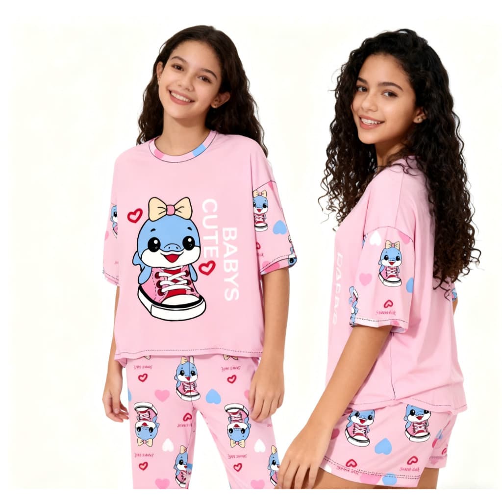 Conjunto de Pijama Juvenil (Calça Longa + Short) para Idades 12-16 Anos - Conforto Duplo