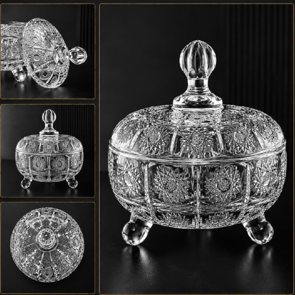 Bomboniere de Vidro com Pé Clear Bohemia 630ml Porta Doces Baleiro Centro de Mesa Festa Decoração