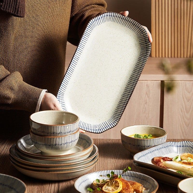 Estilo japonês estilo japonês tigela de arroz único prato doméstico Retro cerâmica prato peixe pratos criativo conjunto