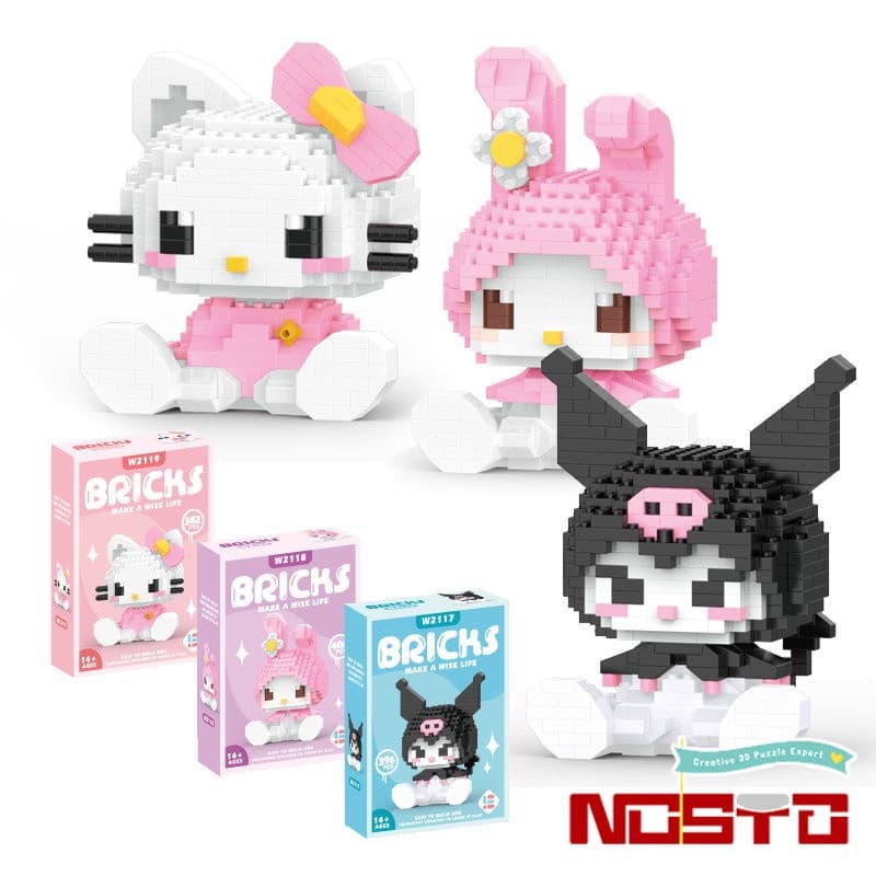 Kuromi Minha Melody Hello Kitty Blocos de Construção LinaBell Disney Mickey Minnie Brinquedos Para Meninas Pop Doll DIY