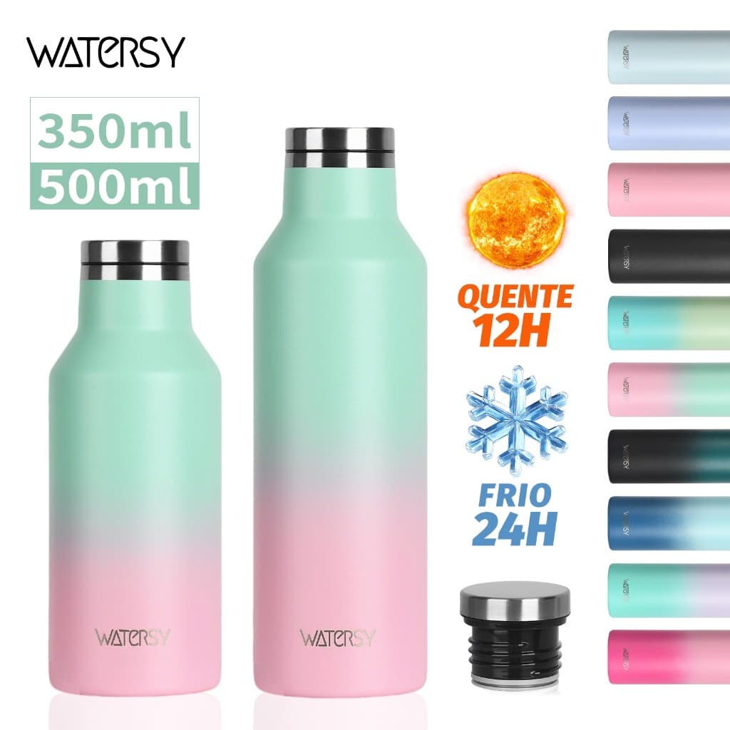 WATERSY Garrafa Térmica 500ml/350ml garrafa de água com tampa Quente & frio para fitness, ao ar livre, escola