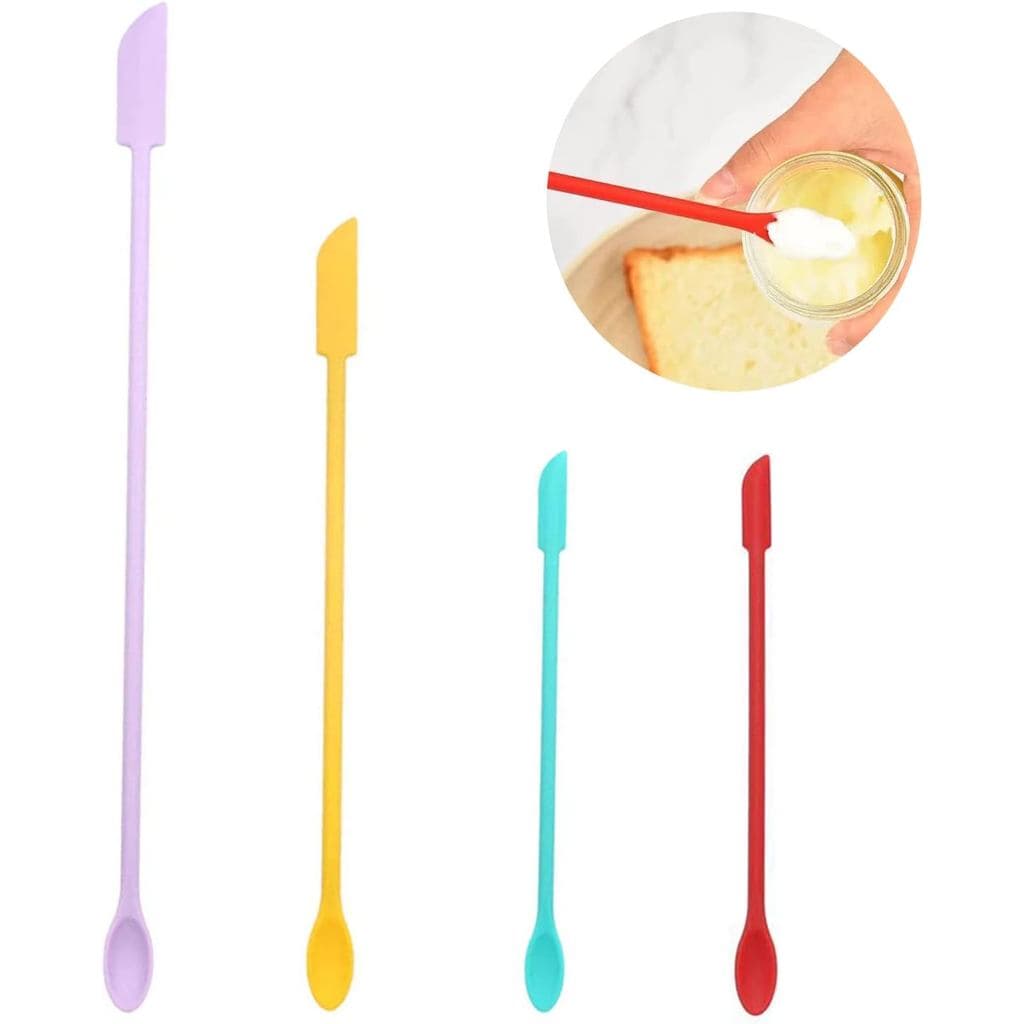 Mini Silicone Spatula Set, Small Rubber Spatula for Makeup, Thin Jar Scraper for Kitchen(4, CANDY COLORS)