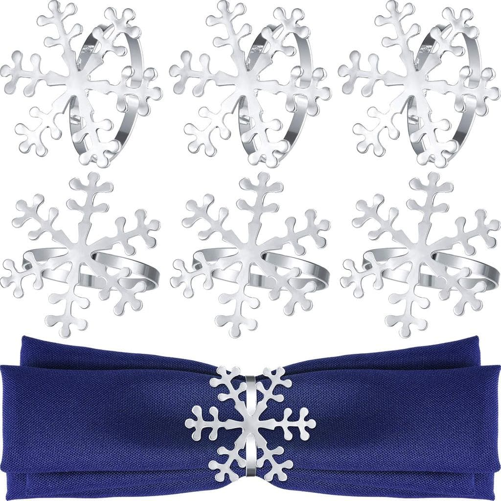 Patelai 12 Peças de Anéis de Guardanapo com Floco de Neve de Natal para Decoração de Mesa de Jantar, Fivelas de Guardana