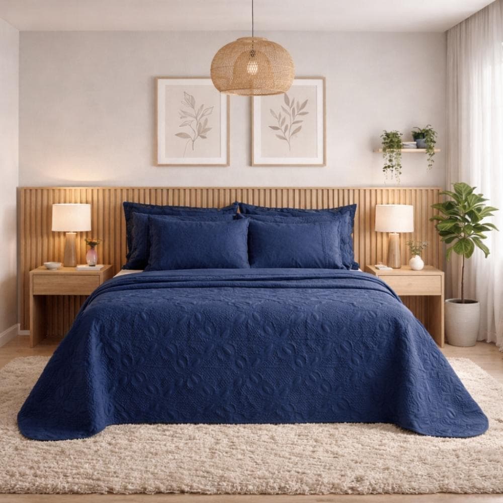 Kit 3 peças Cobre colcha Leito Malaga cama queem casal casa quarto box king