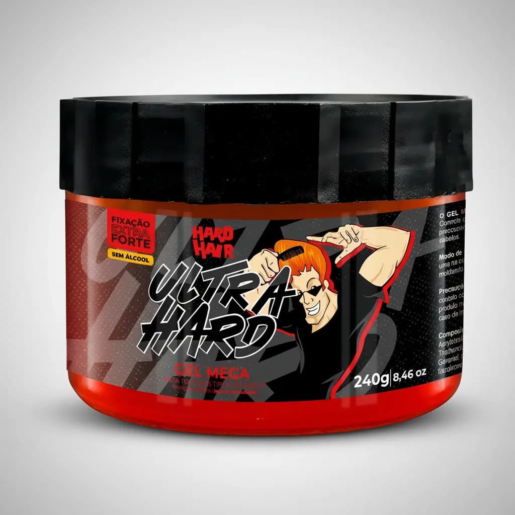 Gel Mega Ultra Fixação Cabelo Hard Hair 240g - Original