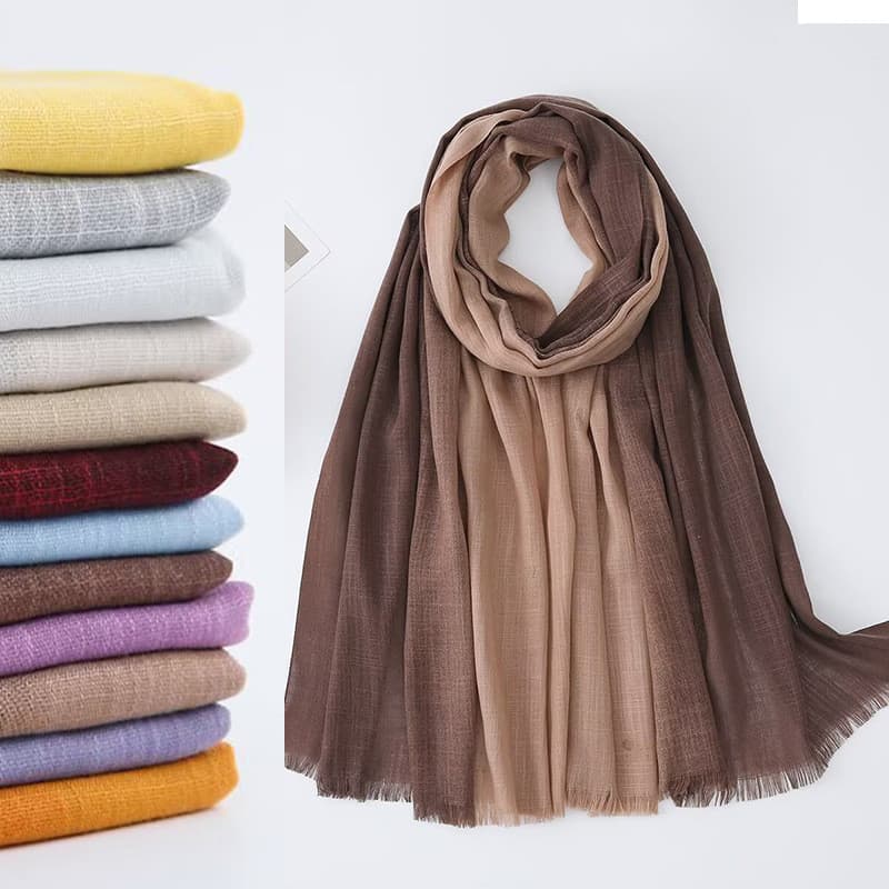 [] Lenço de algodão Slub de duas cores outono inverno lenço longo para remoção de bigode de duas pontas