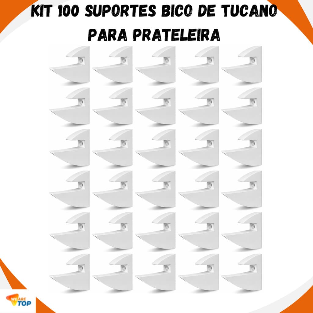 Kit 100 Suportes Bico De Tucano Para Prateleira De 15mm Suporte Invisivel Top