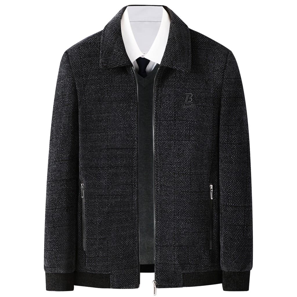 Pai de meia-idade outono Chenille jaqueta de meia-idade idosos jaqueta masculina primavera outono engrossado lapela topo