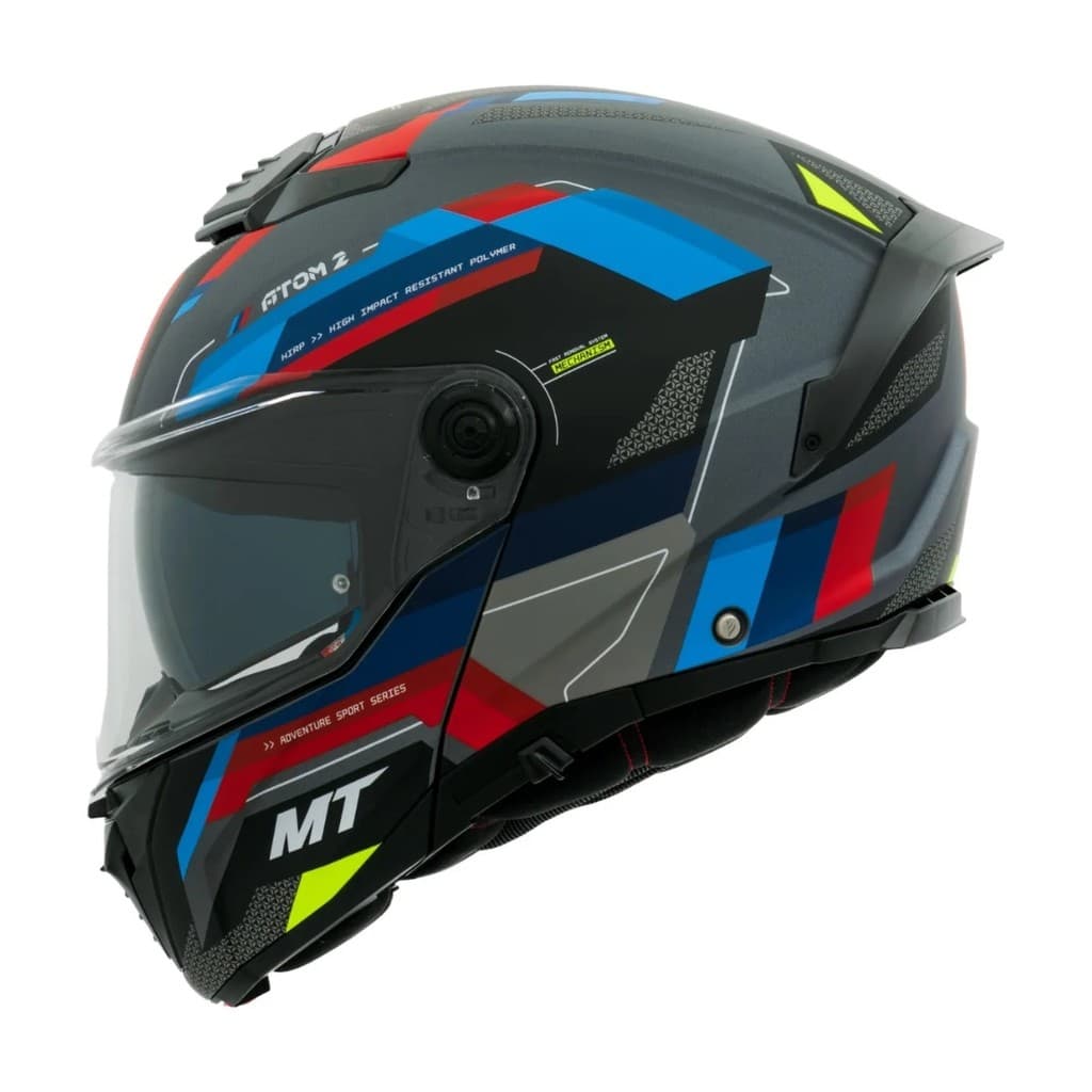 Capacete Moto Mt Atom 2 Sv Escamotiável Bast A2 Cinza Fosco