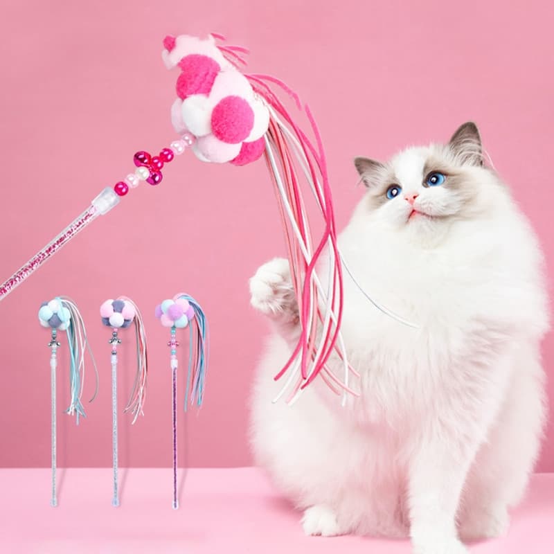 Engraçado brinquedo de gato auto-feliz gatinho sino gato pena fada gato luta vara agitando gato vara resistente à mordid