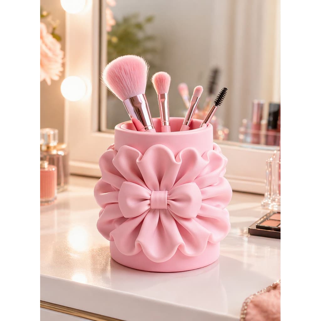 Porta Pincéis Maquiagem Organizador Decorativo Laço Porta Escova Penteadeira Rosa Preto Branco Vermelho
