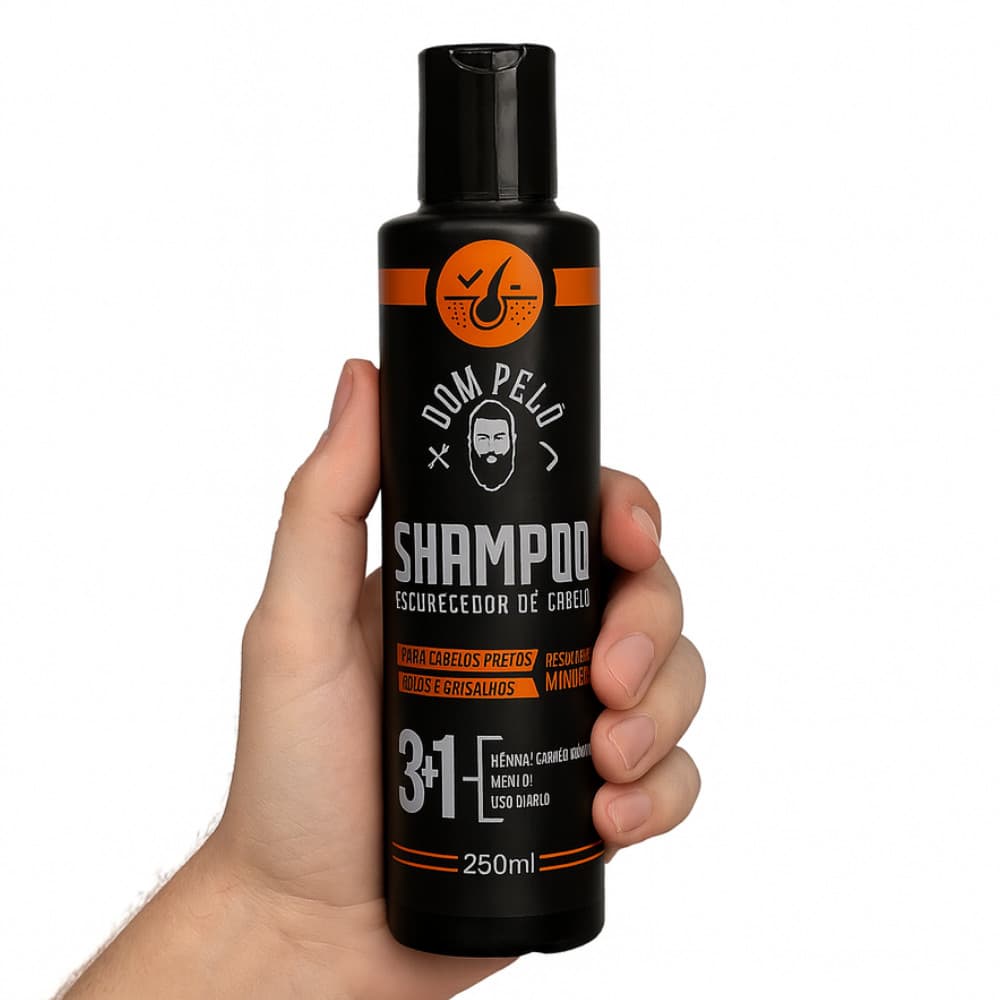 Shampoo Condicionador 3 em 1 Escurecedor Dom Pelo Para Cabelos Grisalhos Pretos Forte e Natural