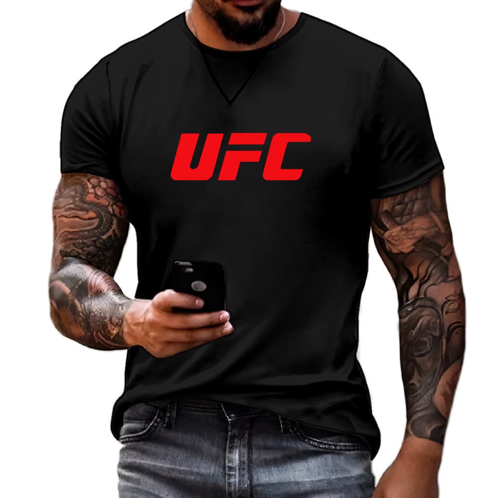 Camiseta Masculina UFC Esporte Luta Camisa 100% Algodão Reforço Ombro a Ombro