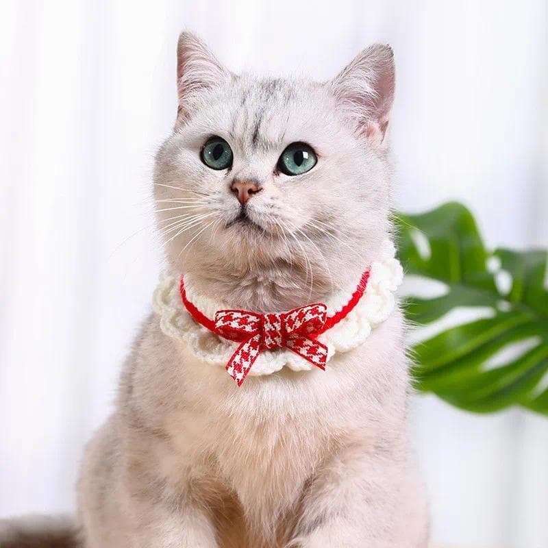 Coleira para Gato com Laço Fofo, Coleira Ajustável para Cães e Gatos, Colar Decorativo para Gato, Acessórios Decorativos