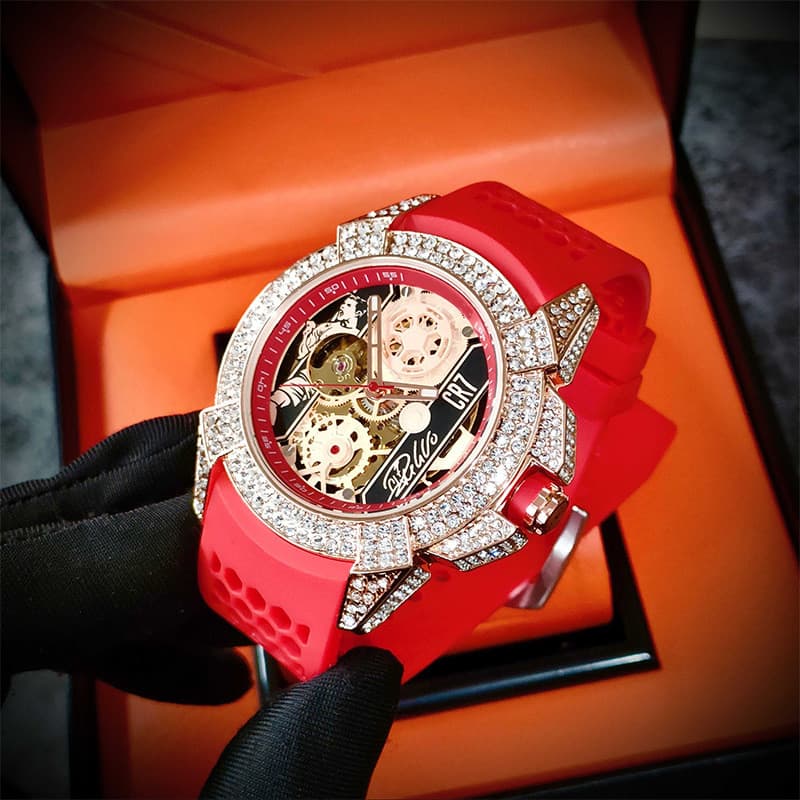 Relógio Masculino Full Diamond Sports Dial CR7 Design Tema de Futebol Tendência Atual