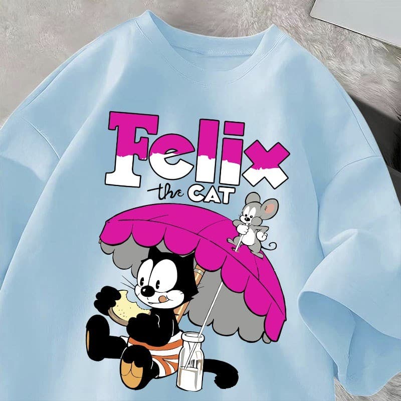 Camisa Feminina Desenho Felix the Cat Camiseta Algodao Premium 30.1 Plus Size