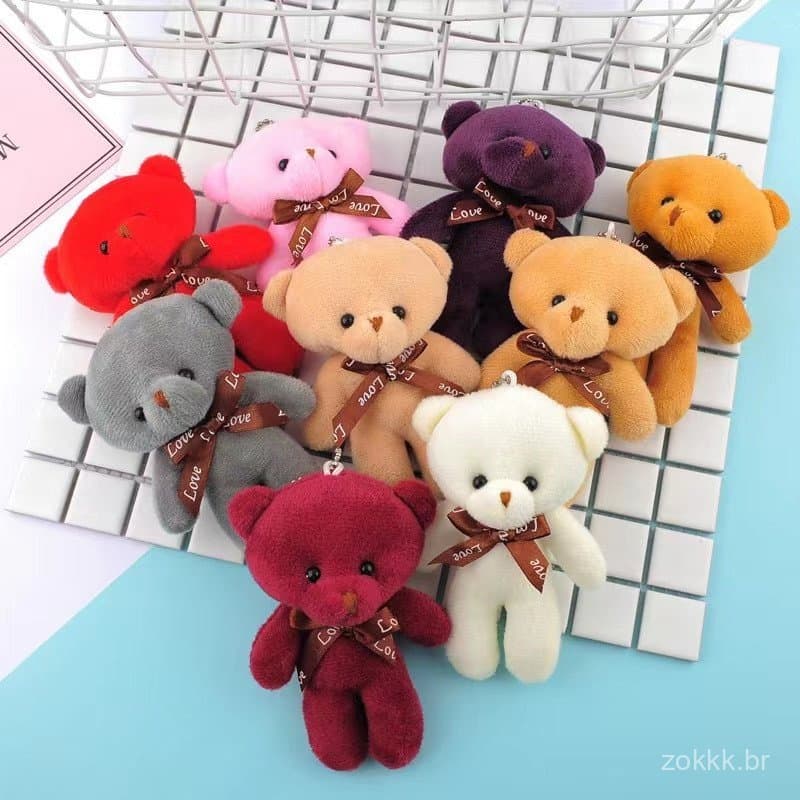 kit 6 unis Chaveiro Com Pingente De Urso Ttedy De Pelúcia cor aleatorio
