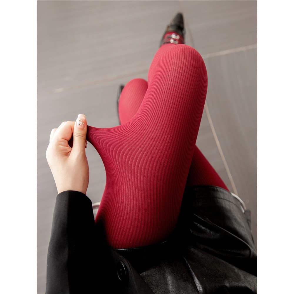 Vinho vermelho meias natal meias vermelhas primavera outono listras verticais meia-calça JK meias brancas engrossadas Le