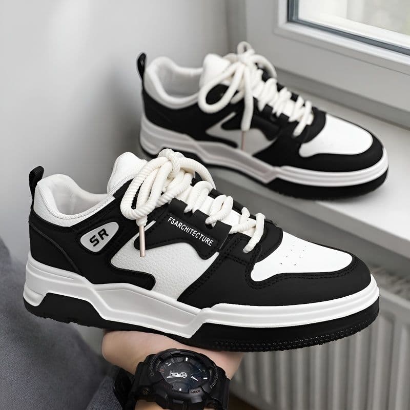 Versão coreana na moda sapatos de treinamento alemão sapatos masculinos 2026 preto branco cor combinando tênis de sola g
