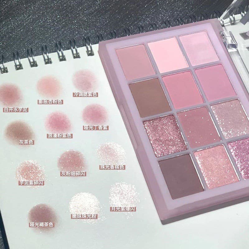 Paleta de sombras piscantes finas foscas de 12 cores Série de cores da terra Série rosa Paleta de sombras Super bonita R