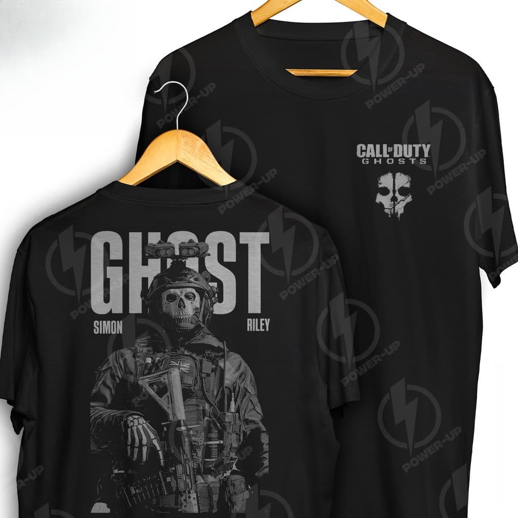 [Camiseta Vintage Masculina Algodão]HYP Camiseta Simon Ghost Riley Call Of Duty Mw Frente E Verso Blusa Camisa 100% Algo