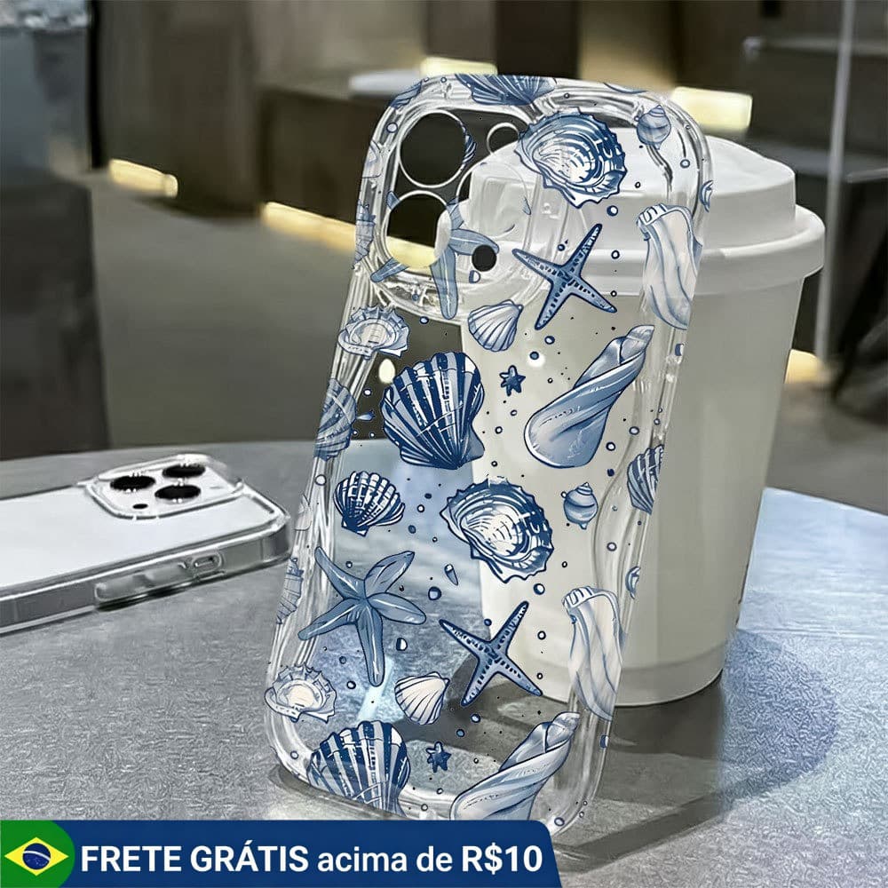 Azul Concha Mar Capa Capinha Para Redmi 12 12C 13 13C 14C A1 A2 A3 A5 Nota 12s 13 14 Pro 4G 5G Silicone Transparente